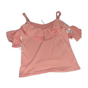 Salmon Pink Cold Shoulder Blouse Women Size 2X